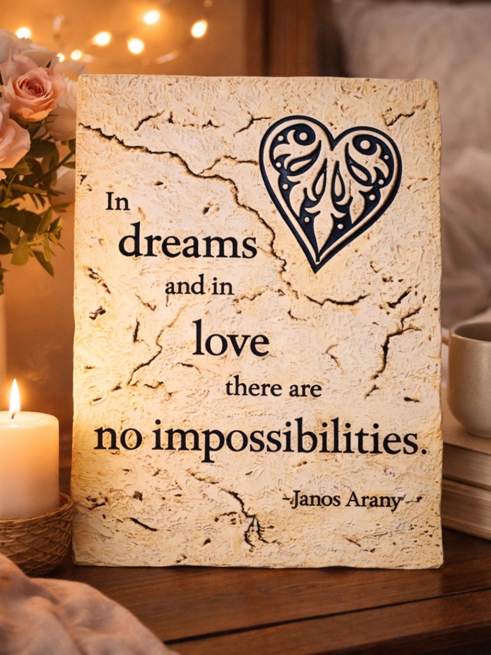Inspirational Quote Wall Art | “In Dreams & Love” Decor | Romantic Gift - Picture 6 of 6